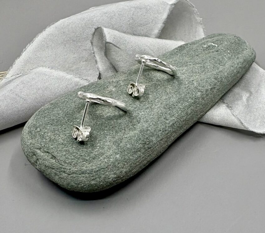 recycled silver organic stud earrings