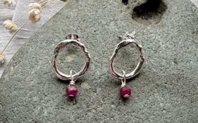 Organic Circle Birthstone Earrings